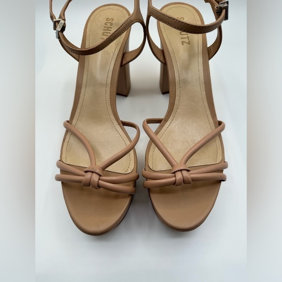 SCHUTZ Kelsie Platform Leather Sandal, Nude Leather, Women NWOT - Picture 4 of 6